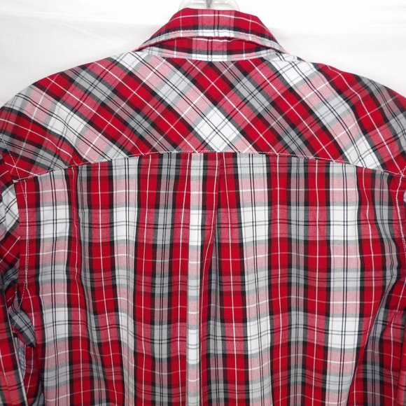 Big Boys Long Sleeve Red Plaid Button Down Shirt / Size XL - Picture 5 of 5
